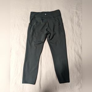 Lululemon 7/8th length olive green capris size 10 with side pockets